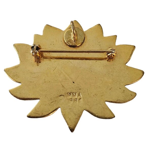 MMA Pink Red Enamel Water Lily Flower Brooch, Signed L123 - Picture 4 of 9